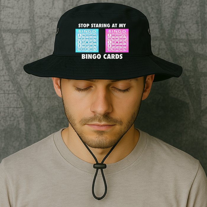 Funny Bingo Queen Stop Staring At My Bingo Cards Bucket Hat