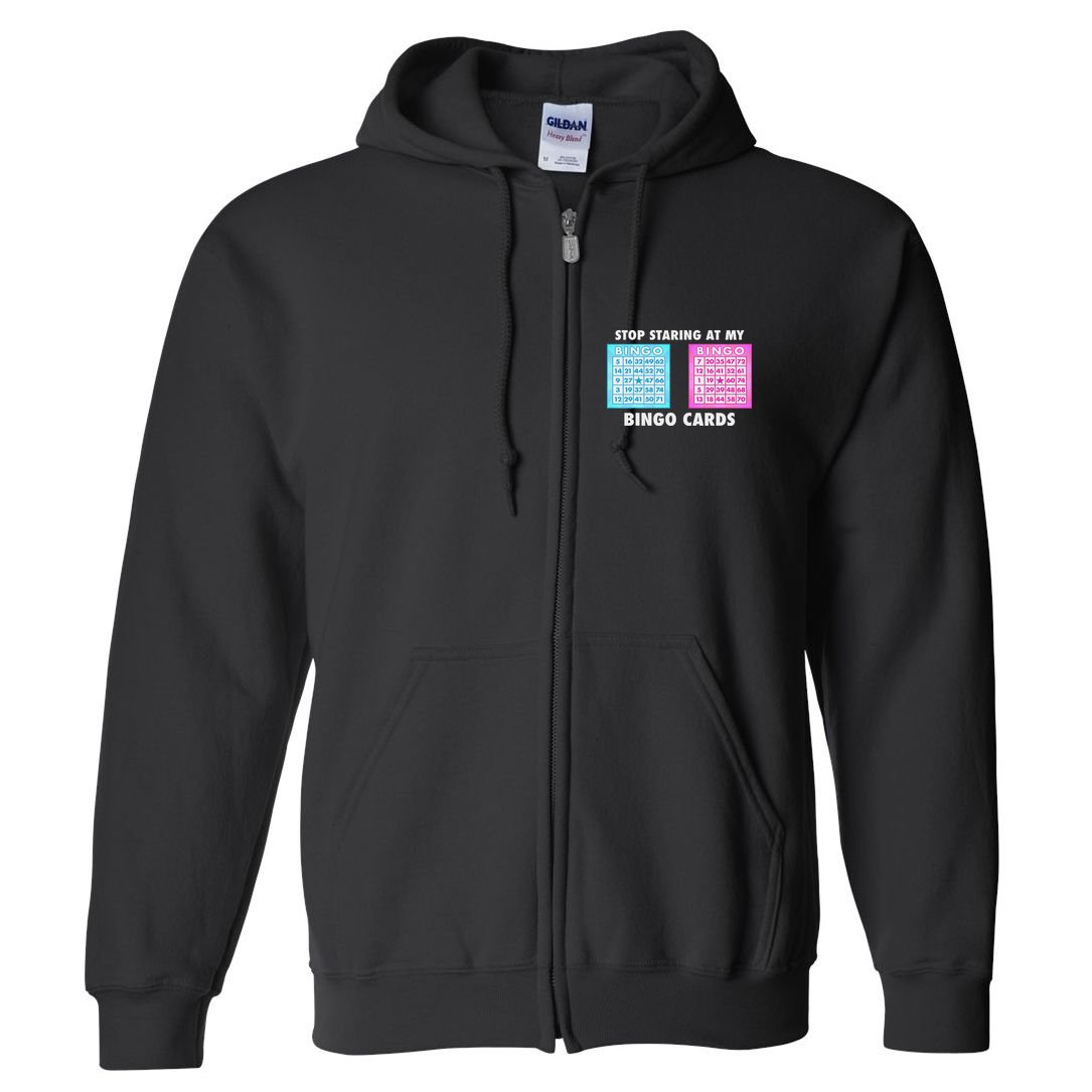 Funny Bingo Queen Stop Staring At My Bingo Cards Full Zip Hoodie
