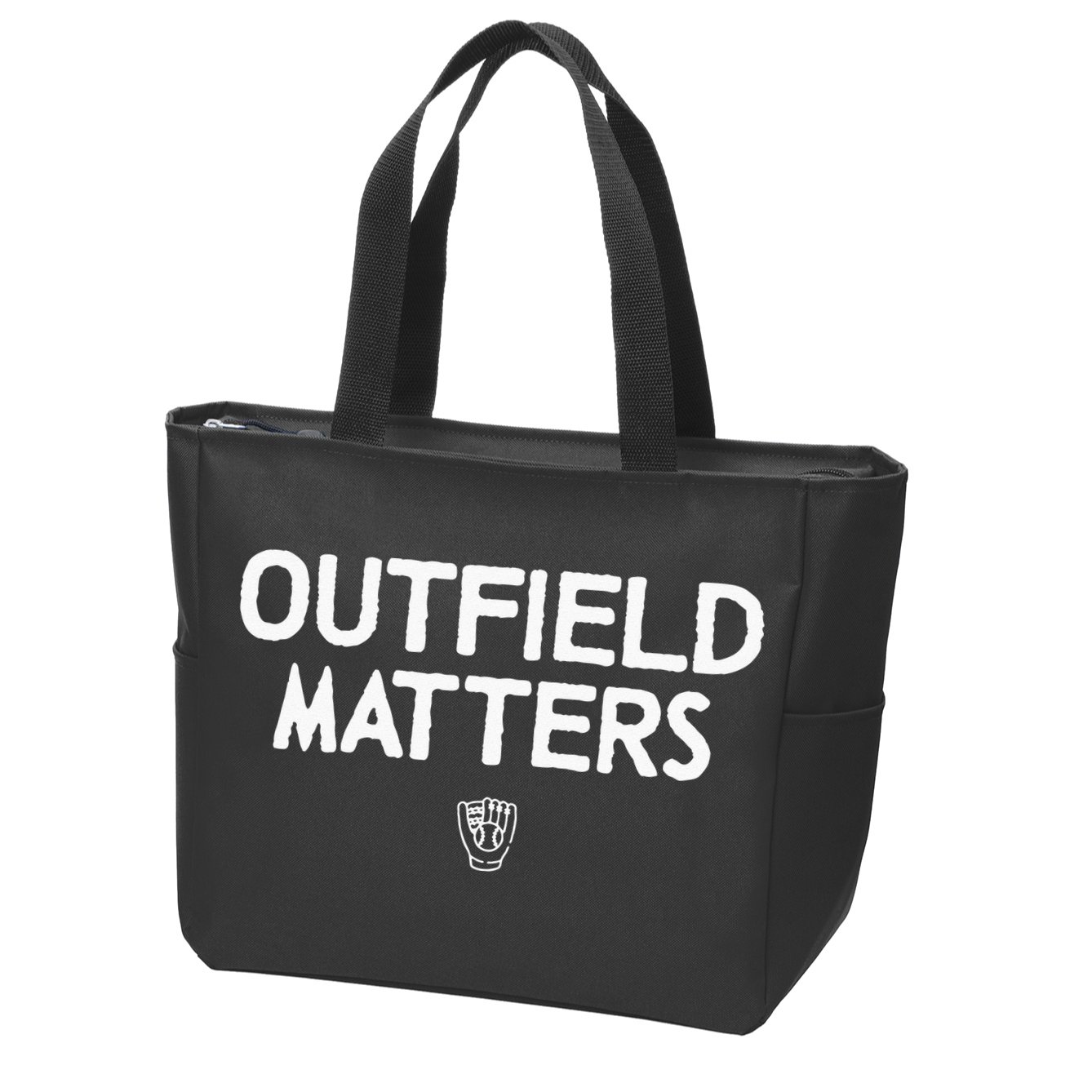 Funny Baseball Quote Outfield Matters Outfielders Zip Tote Bag