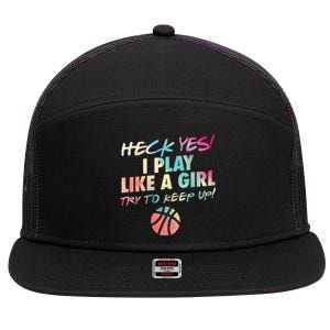 Funny Basketball Quote Gift Idea Teen Girls Cute Colors 7 Panel Mesh Trucker Snapback Hat