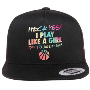 Funny Basketball Quote Gift Idea Teen Girls Cute Colors Flat Bill Trucker Hat