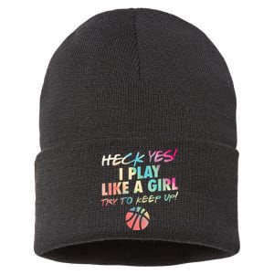 Funny Basketball Quote Gift Idea Teen Girls Cute Colors Sustainable Knit Beanie