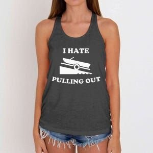 Funny Boating Quote I Hate Pulling Out For Boat Captain Women's Knotted Racerback Tank