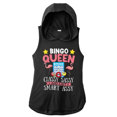 Funny Bingo Queen Bingo Flamingo Mothers Day Ladies PosiCharge Tri-Blend Wicking Draft Hoodie Tank