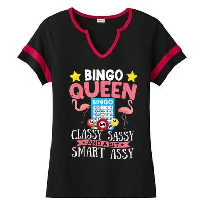 Funny Bingo Queen Bingo Flamingo Mothers Day Ladies Halftime Notch Neck Tee