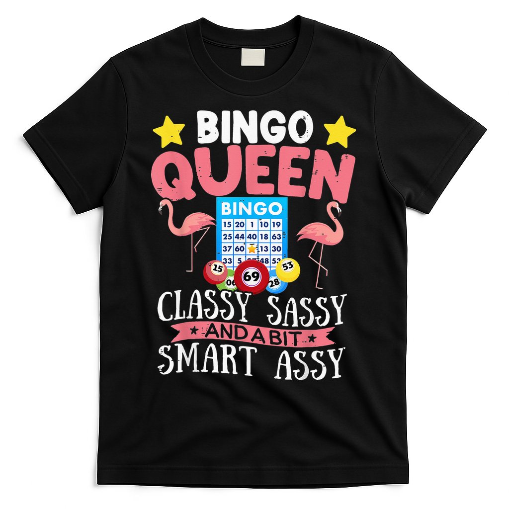 Funny Bingo Queen Bingo Flamingo Mothers Day T-Shirt