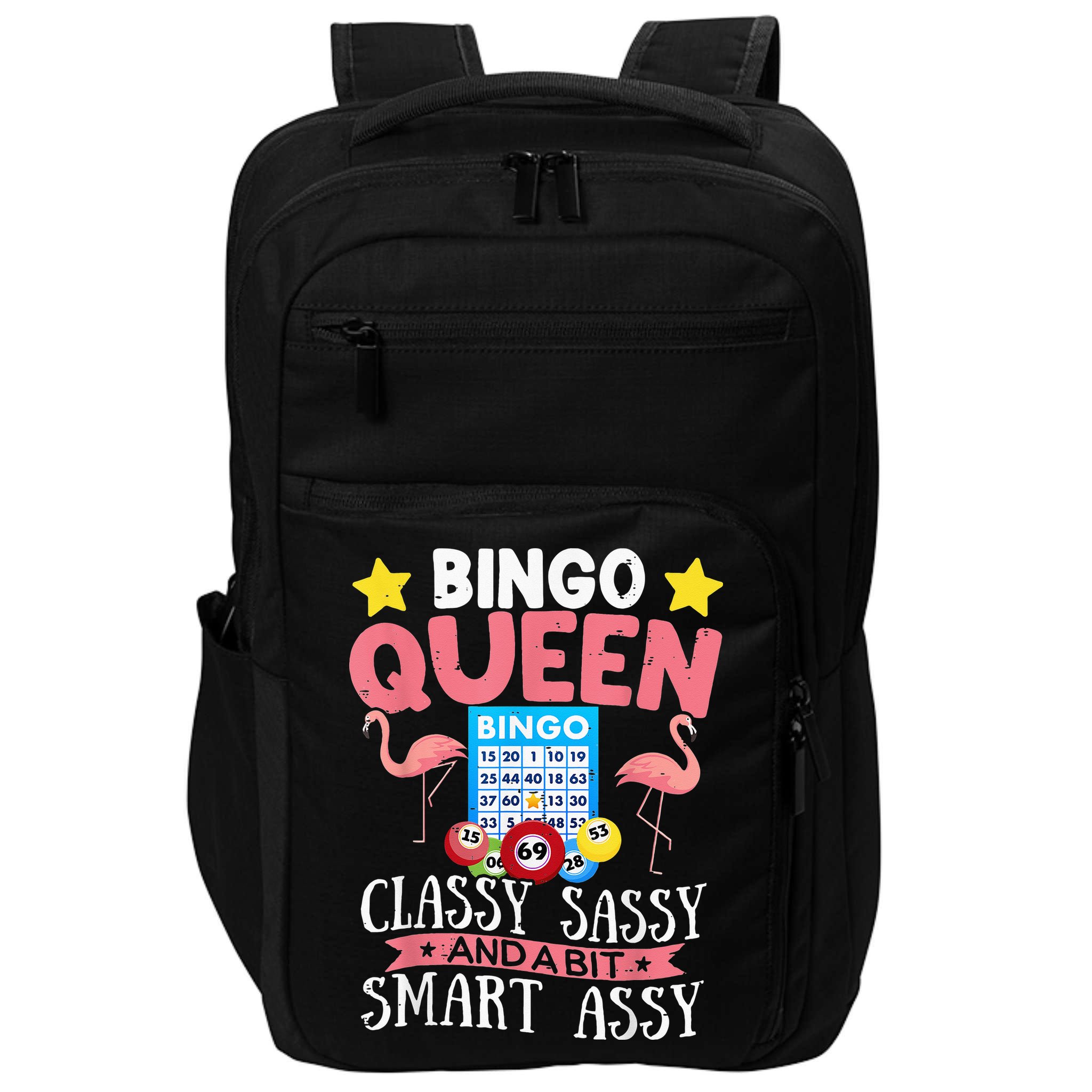Funny Bingo Queen Bingo Flamingo Mothers Day Impact Tech Backpack