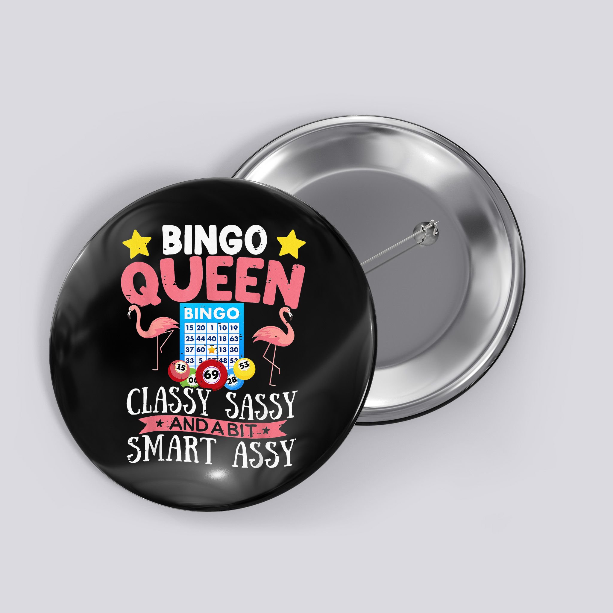 Funny Bingo Queen Bingo Flamingo Mothers Day Button