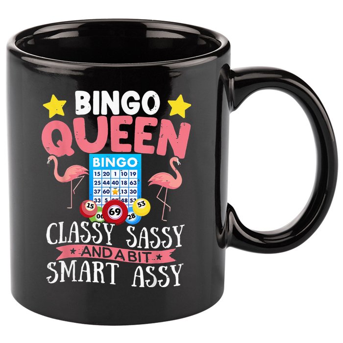 Funny Bingo Queen Bingo Flamingo Mothers Day 11oz C Handle Ceramic Mug