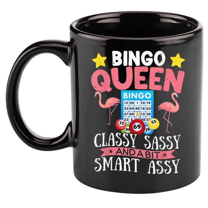 Funny Bingo Queen Bingo Flamingo Mothers Day 11oz C Handle Ceramic Mug