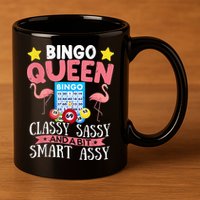 Funny Bingo Queen Bingo Flamingo Mothers Day 11oz C Handle Ceramic Mug