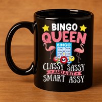 Funny Bingo Queen Bingo Flamingo Mothers Day 11oz C Handle Ceramic Mug
