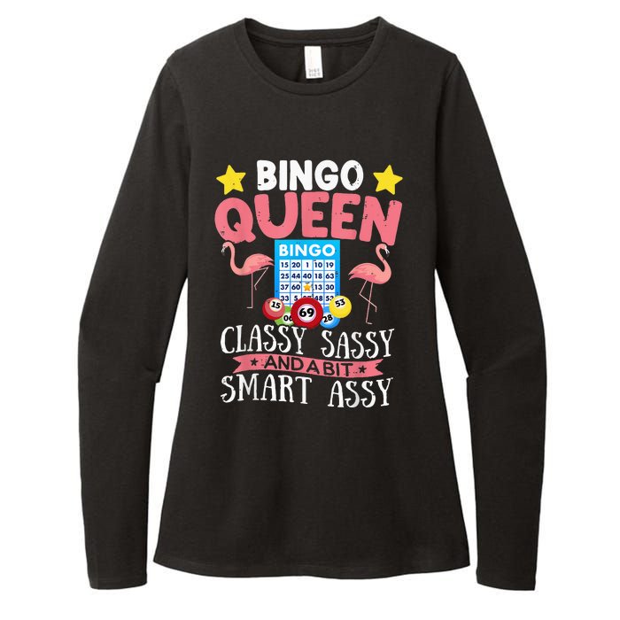 Funny Bingo Queen Bingo Flamingo Mothers Day Womens CVC Long Sleeve Shirt