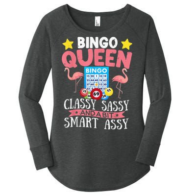 Funny Bingo Queen Bingo Flamingo Mothers Day Women's Perfect Tri Tunic Long Sleeve Shirt