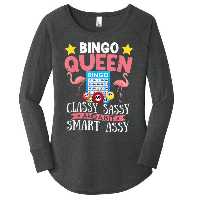 Funny Bingo Queen Bingo Flamingo Mothers Day Women's Perfect Tri Tunic Long Sleeve Shirt