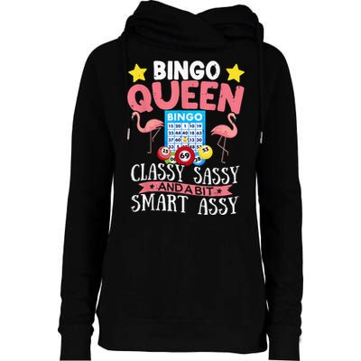 Funny Bingo Queen Bingo Flamingo Mothers Day Womens Funnel Neck Pullover Hood