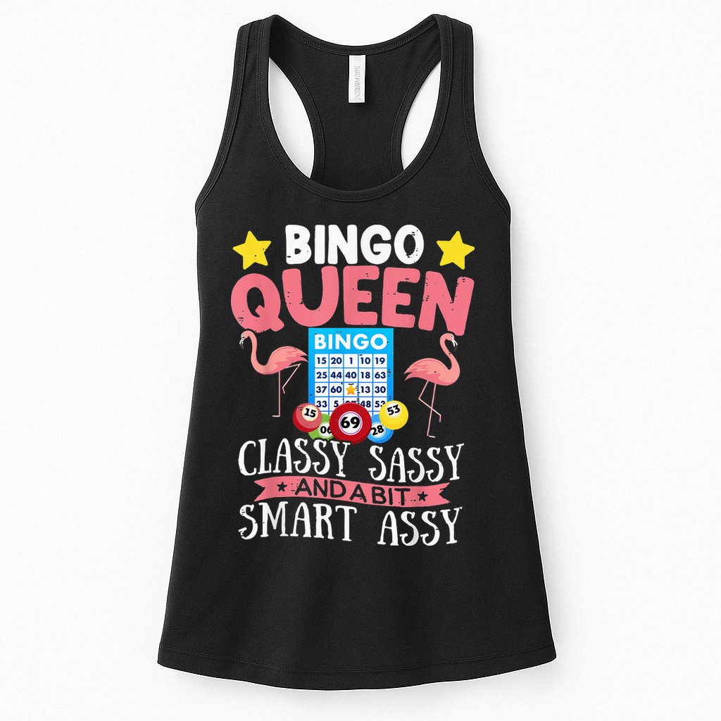 Funny Bingo Queen Bingo Flamingo Mothers Day Womens Tank Top