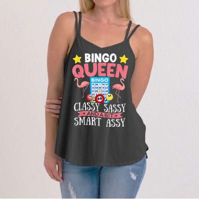 Funny Bingo Queen Bingo Flamingo Mothers Day Women's Strappy Tank