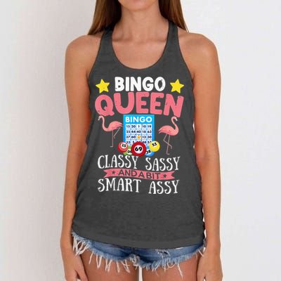 Funny Bingo Queen Bingo Flamingo Mothers Day Women's Knotted Racerback Tank