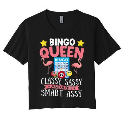 Funny Bingo Queen Bingo Flamingo Mothers Day Women's Crop Top Tee