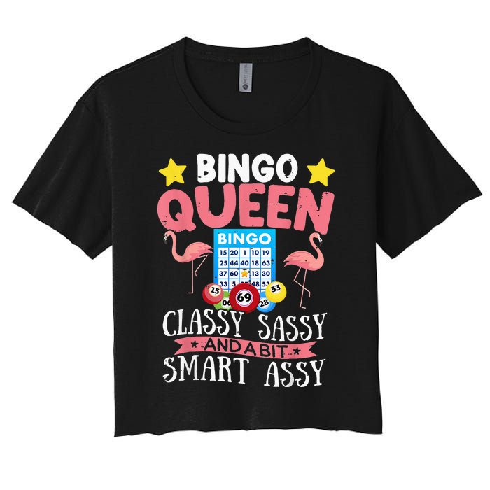 Funny Bingo Queen Bingo Flamingo Mothers Day Women's Crop Top Tee