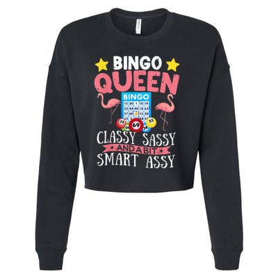 Funny Bingo Queen Bingo Flamingo Mothers Day Cropped Pullover Crew