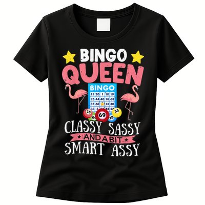 Funny Bingo Queen Bingo Flamingo Mothers Day Womens T-Shirt