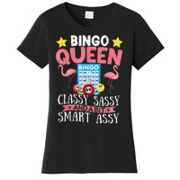 Funny Bingo Queen Bingo Flamingo Mothers Day Women's T-Shirt