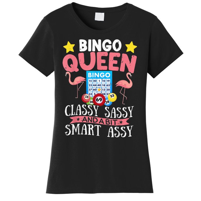 Funny Bingo Queen Bingo Flamingo Mothers Day Women's T-Shirt