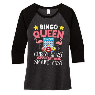 Funny Bingo Queen Bingo Flamingo Mothers Day Women's Tri-Blend 3/4-Sleeve Raglan Shirt