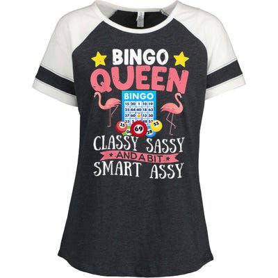 Funny Bingo Queen Bingo Flamingo Mothers Day Enza Ladies Jersey Colorblock Tee