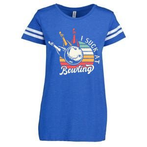 Funny Bowler Quote I Suck At Bowling Retro Bowling Bowler Enza Ladies Jersey Football T-Shirt