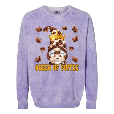 Funny Barista Queen Of Coffee Gnome And Coffee Mom Gift Colorblast Crewneck Sweatshirt