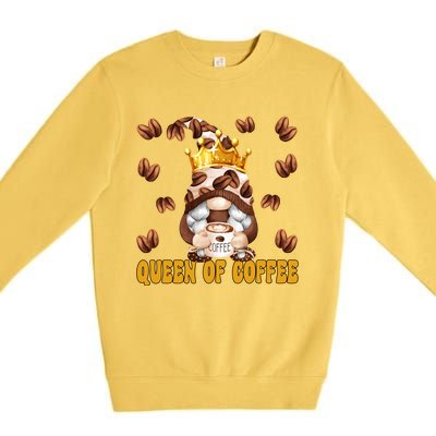 Funny Barista Queen Of Coffee Gnome And Coffee Mom Gift Premium Crewneck Sweatshirt