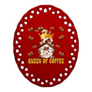 Funny Barista Queen Of Coffee Gnome And Coffee Mom Gift Ceramic Oval Ornament