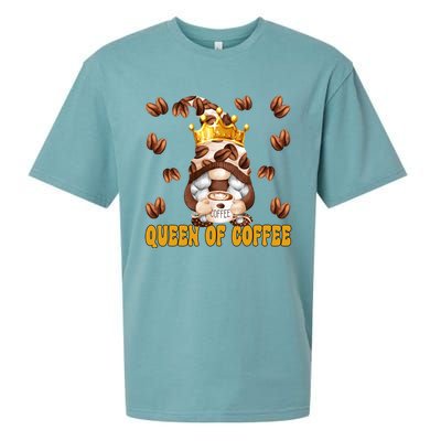 Funny Barista Queen Of Coffee Gnome And Coffee Mom Gift Sueded Cloud Jersey T-Shirt