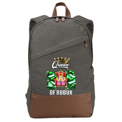 Funny Blox Queen Of ROBUX For Girl VR Gaming Or Video Gamer Cotton Canvas Backpack