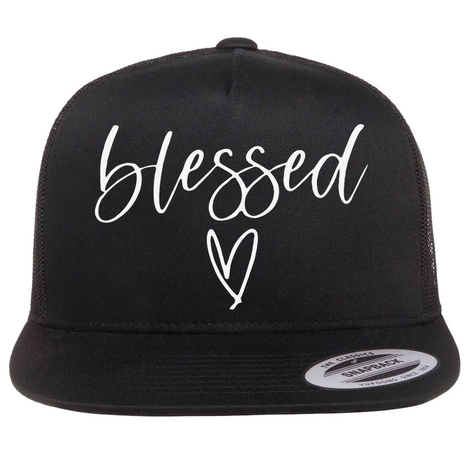 Funny Blessed Religious Faith Christian Jesus Flat Bill Trucker Hat