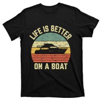 Funny Boating Retro Gift Life Better On A Boat Captain T-Shirt