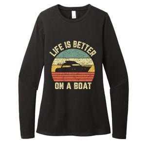 Funny Boating Retro Gift Life Better On A Boat Captain Womens CVC Long Sleeve Shirt