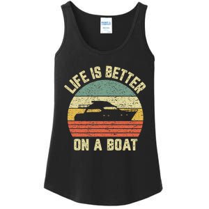 Funny Boating Retro Gift Life Better On A Boat Captain Ladies Essential Tank