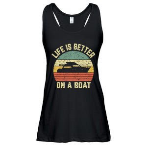 Funny Boating Retro Gift Life Better On A Boat Captain Ladies Essential Flowy Tank