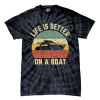 Funny Boating Retro Gift Life Better On A Boat Captain Tie-Dye T-Shirt