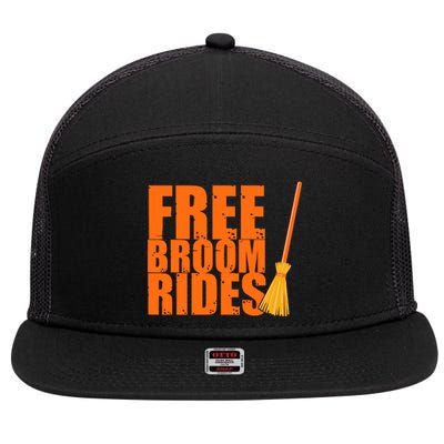 Free Broom Rides Funny Halloween 7 Panel Mesh Trucker Snapback Hat