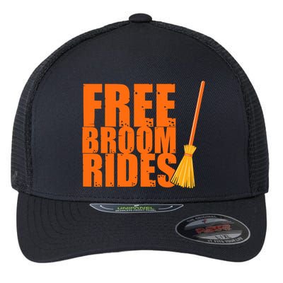 Free Broom Rides Funny Halloween Flexfit Unipanel Trucker Cap
