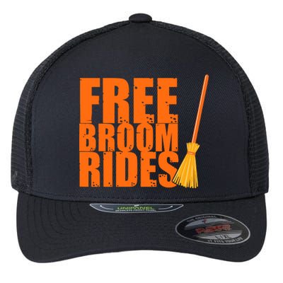 Free Broom Rides Funny Halloween Flexfit Unipanel Trucker Cap