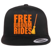 Free Broom Rides Funny Halloween Flat Bill Trucker Hat