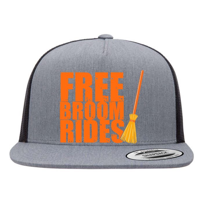 Free Broom Rides Funny Halloween Flat Bill Trucker Hat