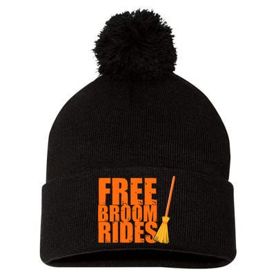 Free Broom Rides Funny Halloween Pom Pom 12in Knit Beanie