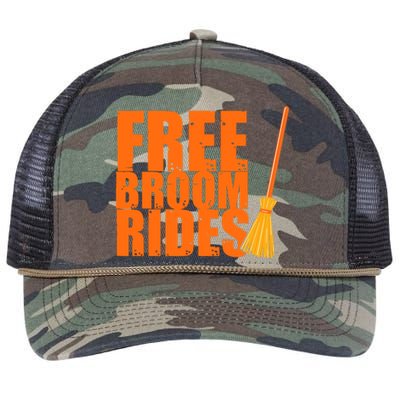 Free Broom Rides Funny Halloween Retro Rope Trucker Hat Cap